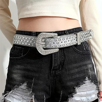 Amazon | [FEATUR] ダブルグロメットベルトレディース、スタッズ
